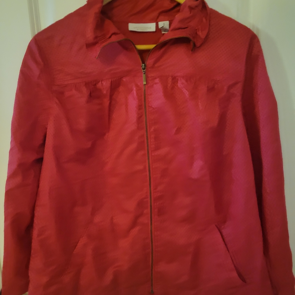 Chico's Red Zip-Front Bomber Jacket